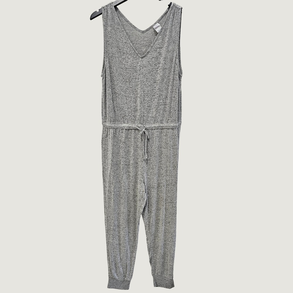Stars Above Perfectly Cozy L Gray Sleeveless Jogger Jumpsuit Loungewear Pockets